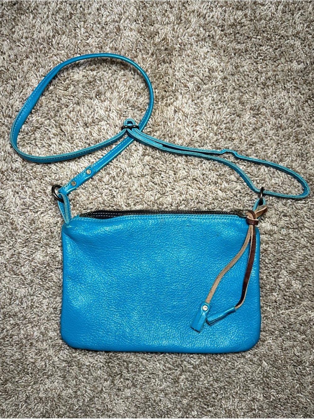 Turquoise Leather Crossbody Bag - Women's Shoulder Purse